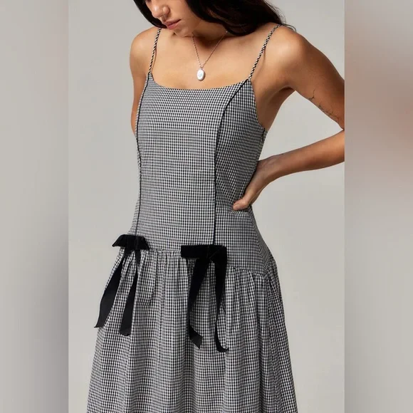NWT Damson Madder Persephone Midi Dress in Black Gingham UK 16 / US 12 - Picture 2 of 16